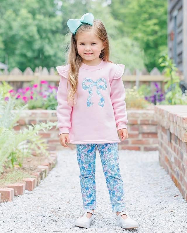 Floral bow sweatshirt legging set