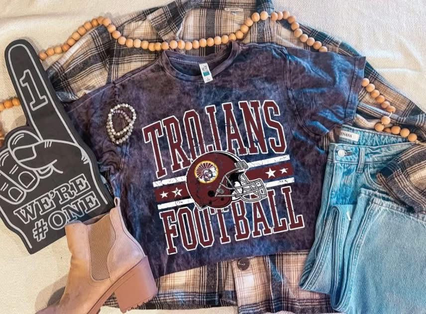 Acid wash Trojans football tee