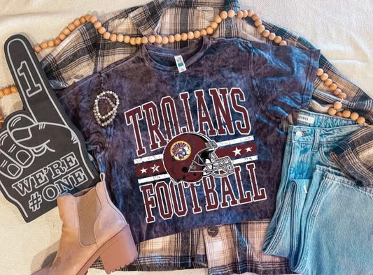Acid wash Trojans football tee