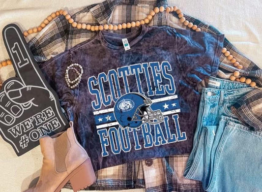 Acid wash Scotties football tee