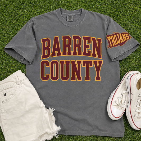 Barren county Trojans with flag sleeve detail