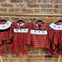 Red smocked Santa boys set