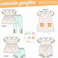 Watercolor pumpkin bummie girls set