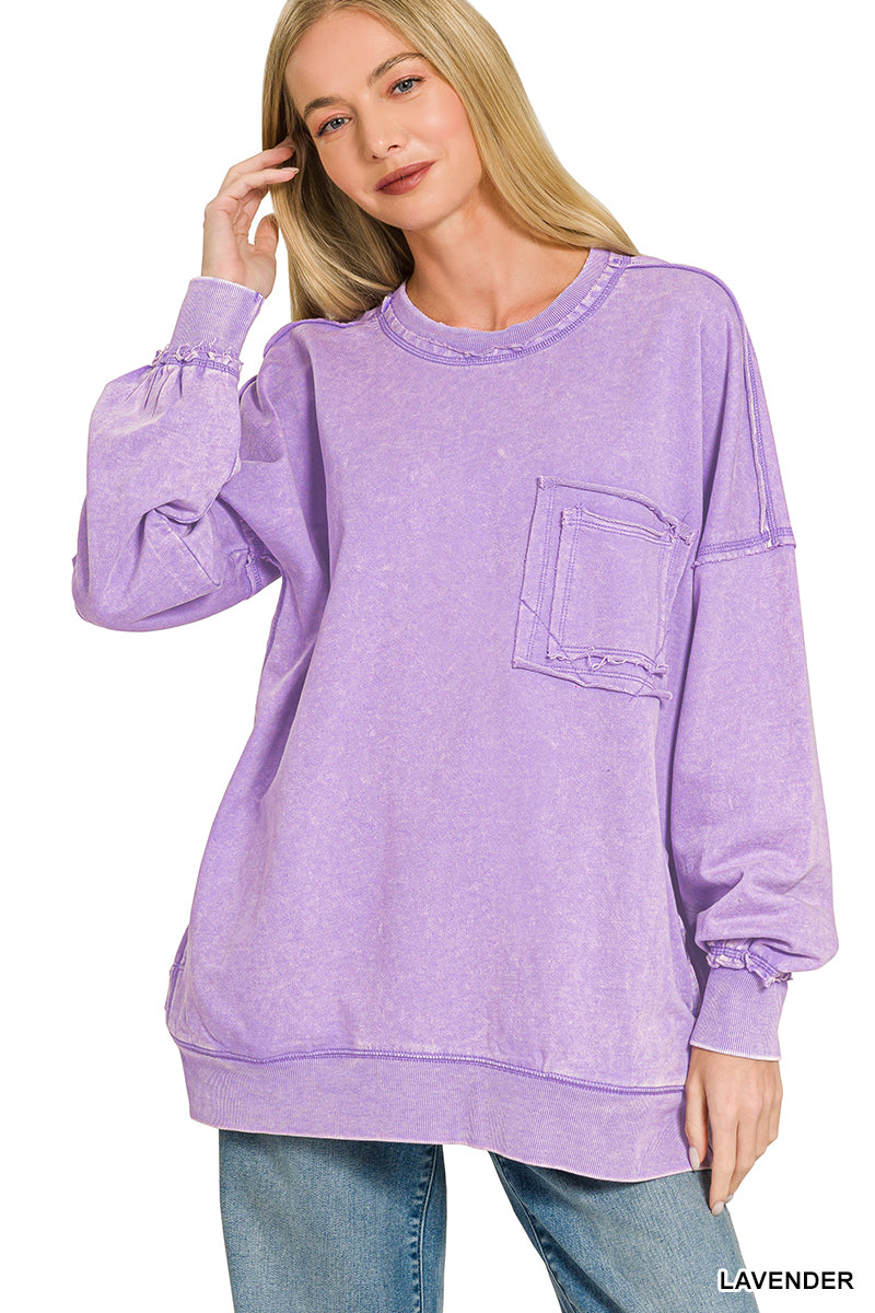 Acid wash French Terry pullover - Lilac
