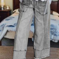 Grey raw hem pants