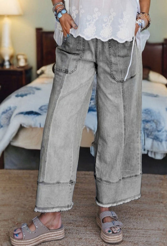 Grey raw hem pants