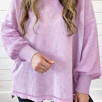 Mineral wash long sleeve tops