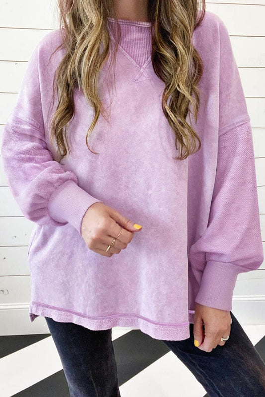 Mineral wash long sleeve tops