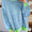 Blue green striped long sleeve top