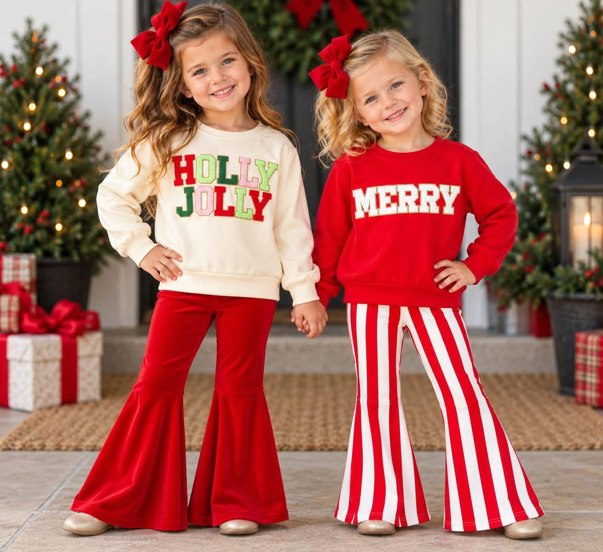 Merry top + striped bell pants