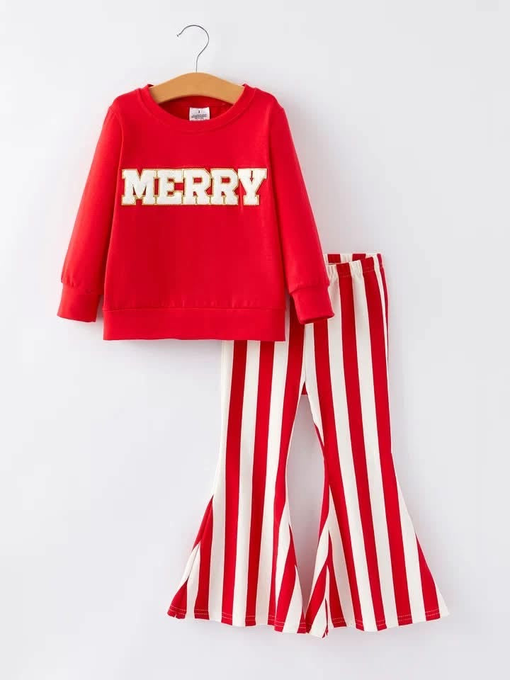 Merry top + striped bell pants