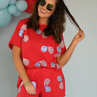 Red patriotic glasses short set