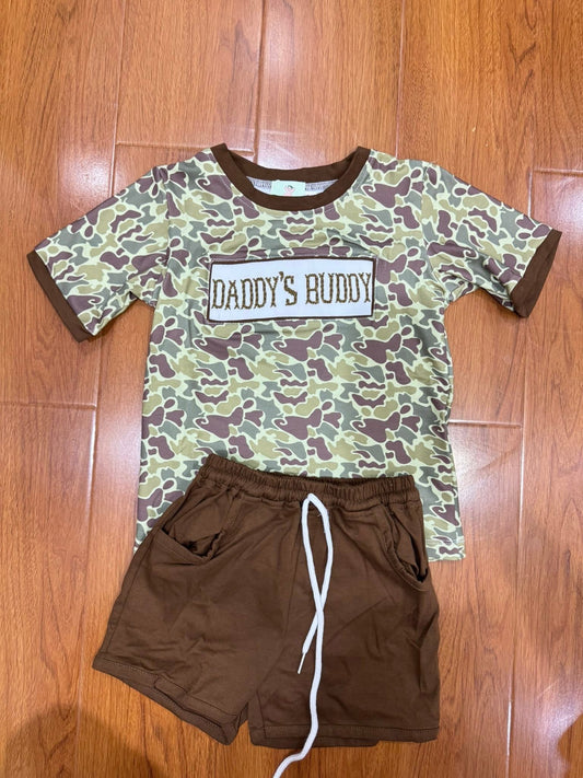 Daddy’s camo green smocked short set