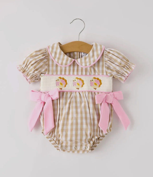 Gingham turkey smocked bubble