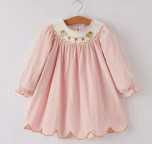 Turkey pumpkin smocked dress