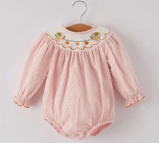 Turkey pumpkin smocked bubble