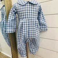 Myles romper- blue gingham
