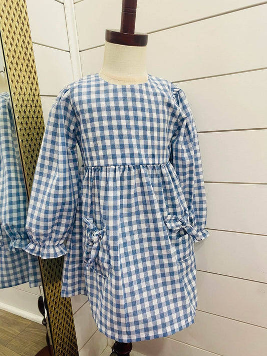 Jordyn dress- blue gingham