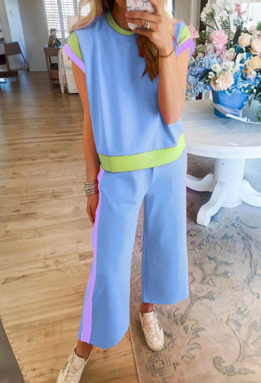 Blue pants set - M
