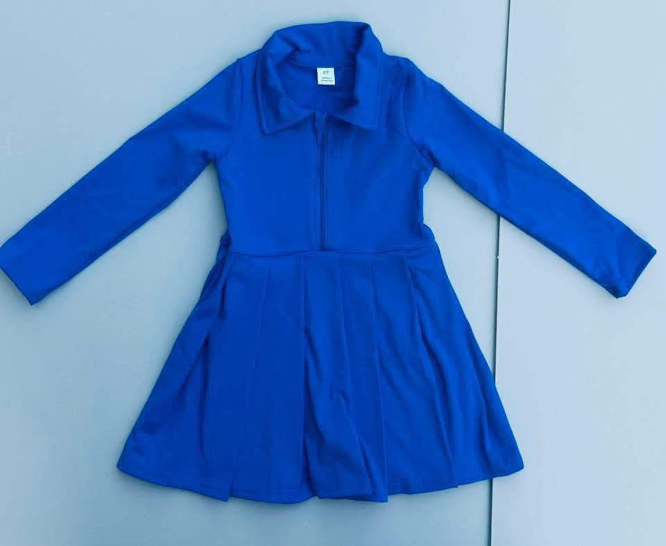 Blue athletic long sleeve skort dress