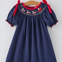 Smocked Santa sleigh dress