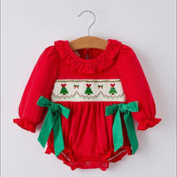 Smocked Christmas bow bubble