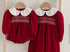 Smocked red collared bubble