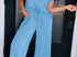 Blue ribbed pant set