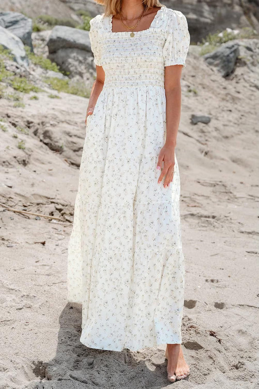 Floral smocked maxi dress