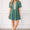 Green contrast floral trim dress