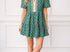 Green contrast floral trim dress