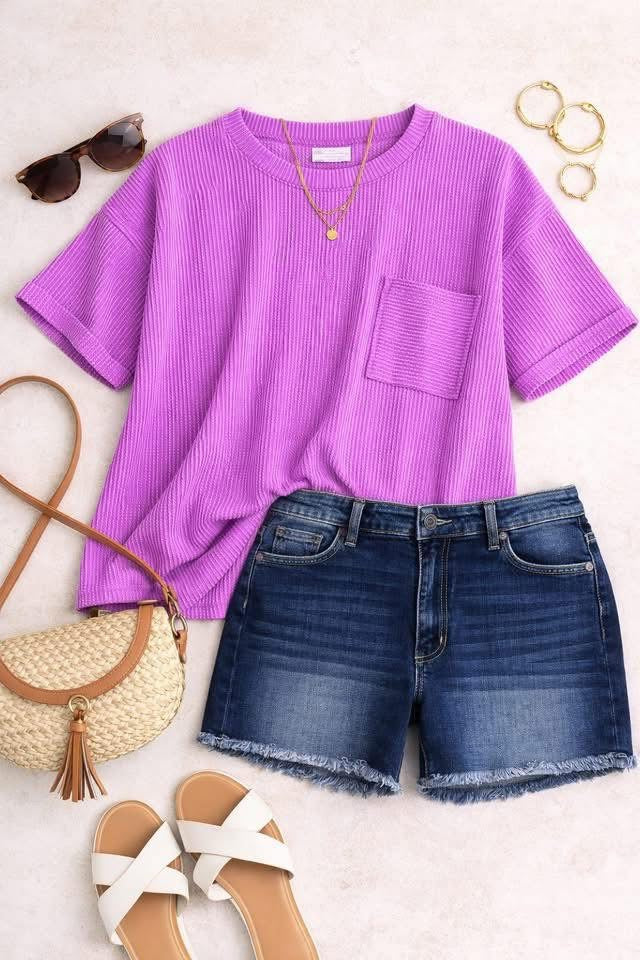 Boxy ribbed purple top L/XL