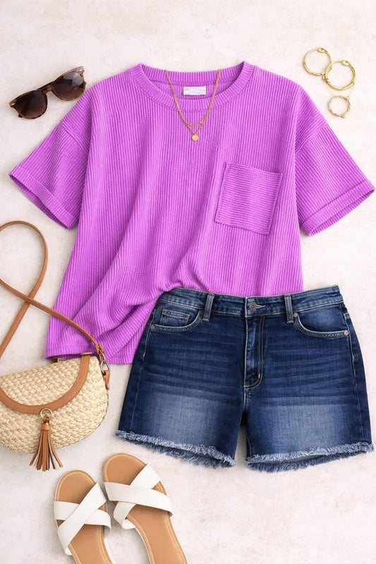 Boxy ribbed purple top L/XL
