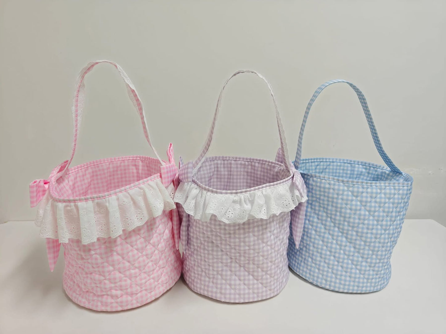 Gingham quilted Easter basket - INCLUDES NAME/MONOGRAM