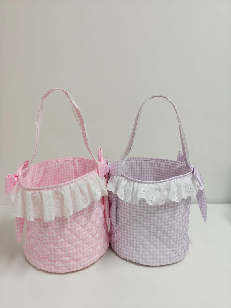 Gingham quilted Easter basket - INCLUDES NAME/MONOGRAM