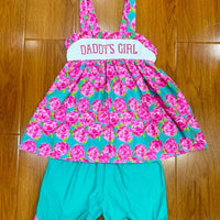 Daddy’s girl pink floral smock set