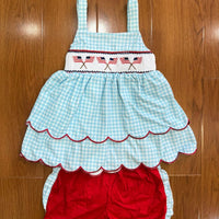 Smocked flag girls short set