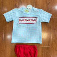 Flag smocked boys bloomer set