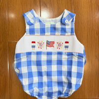 Smocked firework flag boy bubble