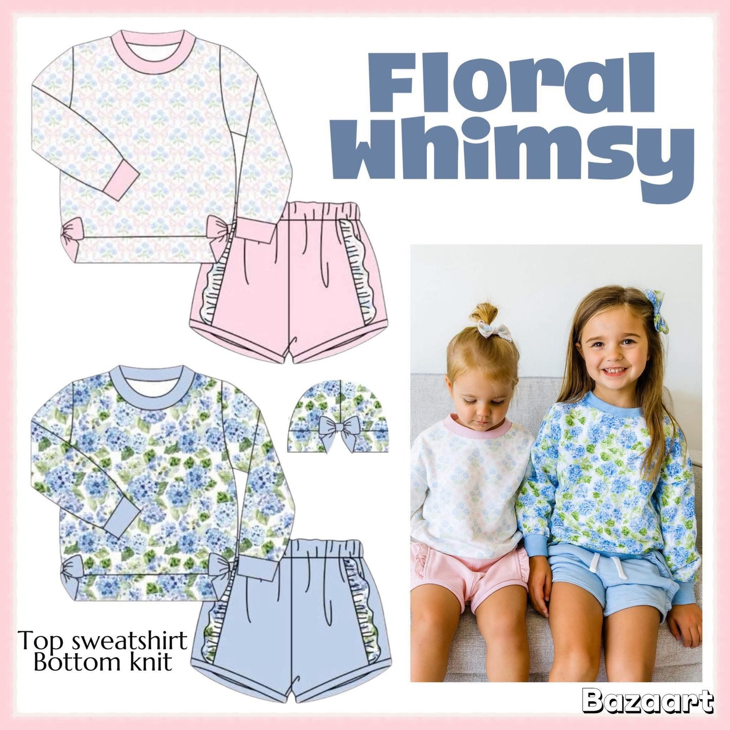 Blue Floral whimsy short set
