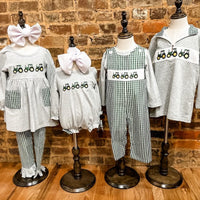 Gingham tractor Jon Jon trio set