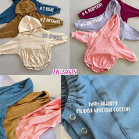 Ribbed lavender hooded romper