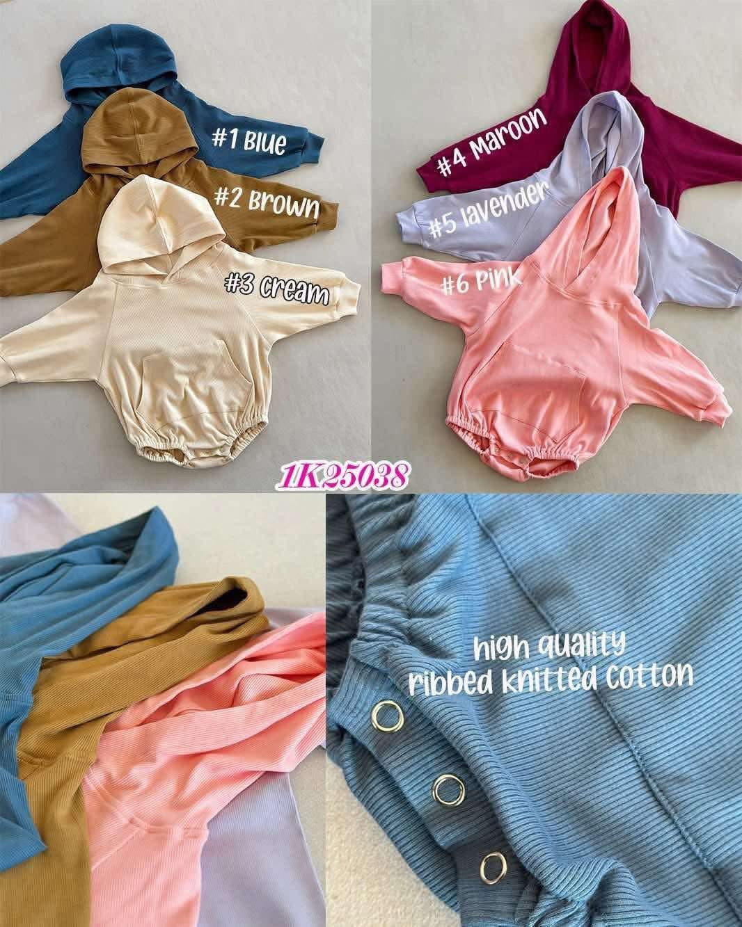 Ribbed lavender hooded romper