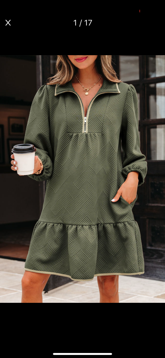 Olive textured dress