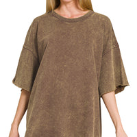 French Terry oversized top- mahogany