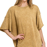 French Terry oversized top- camel