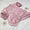 Pink ruffle sleeve gown with hat