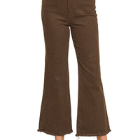 ACID WASHED HIGH WAIST PANTS- expresso
