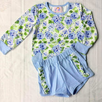 Blue Floral whimsy short set