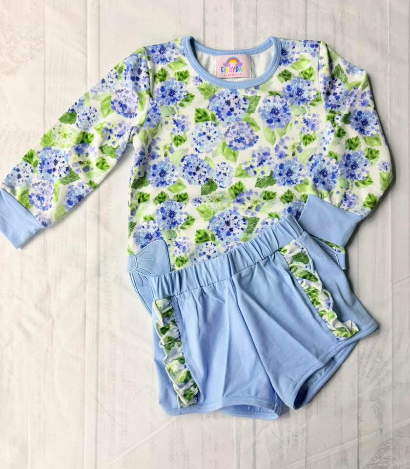 Blue Floral whimsy short set